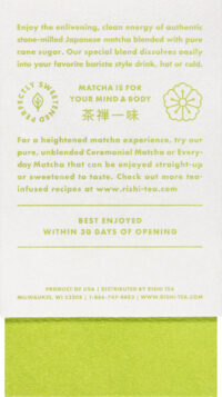 Rishi - Lse Tea Sweet Matcha - Case Of 6-4.4 Oz - Image 7